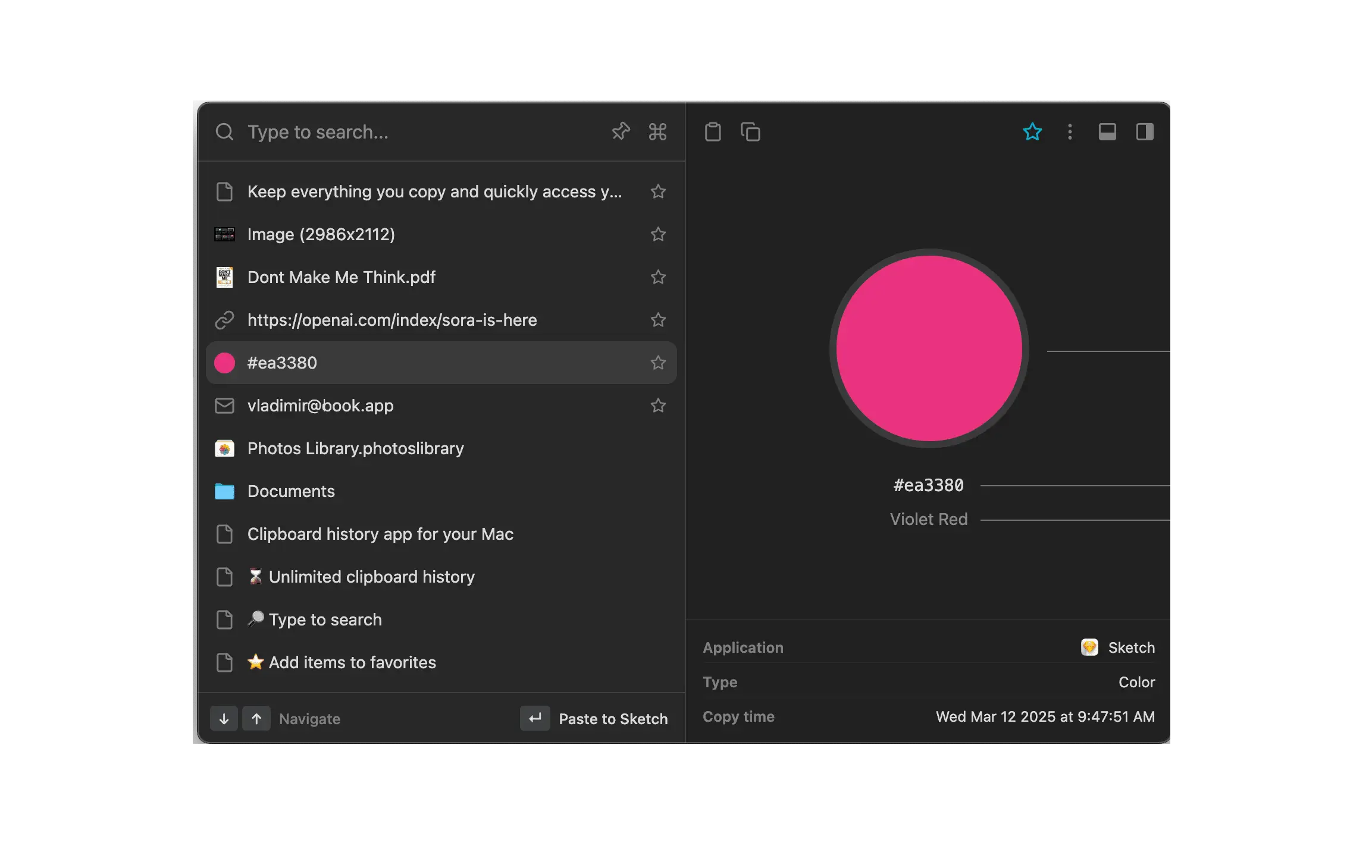 Preview color codes in the clipboard history on macOS
