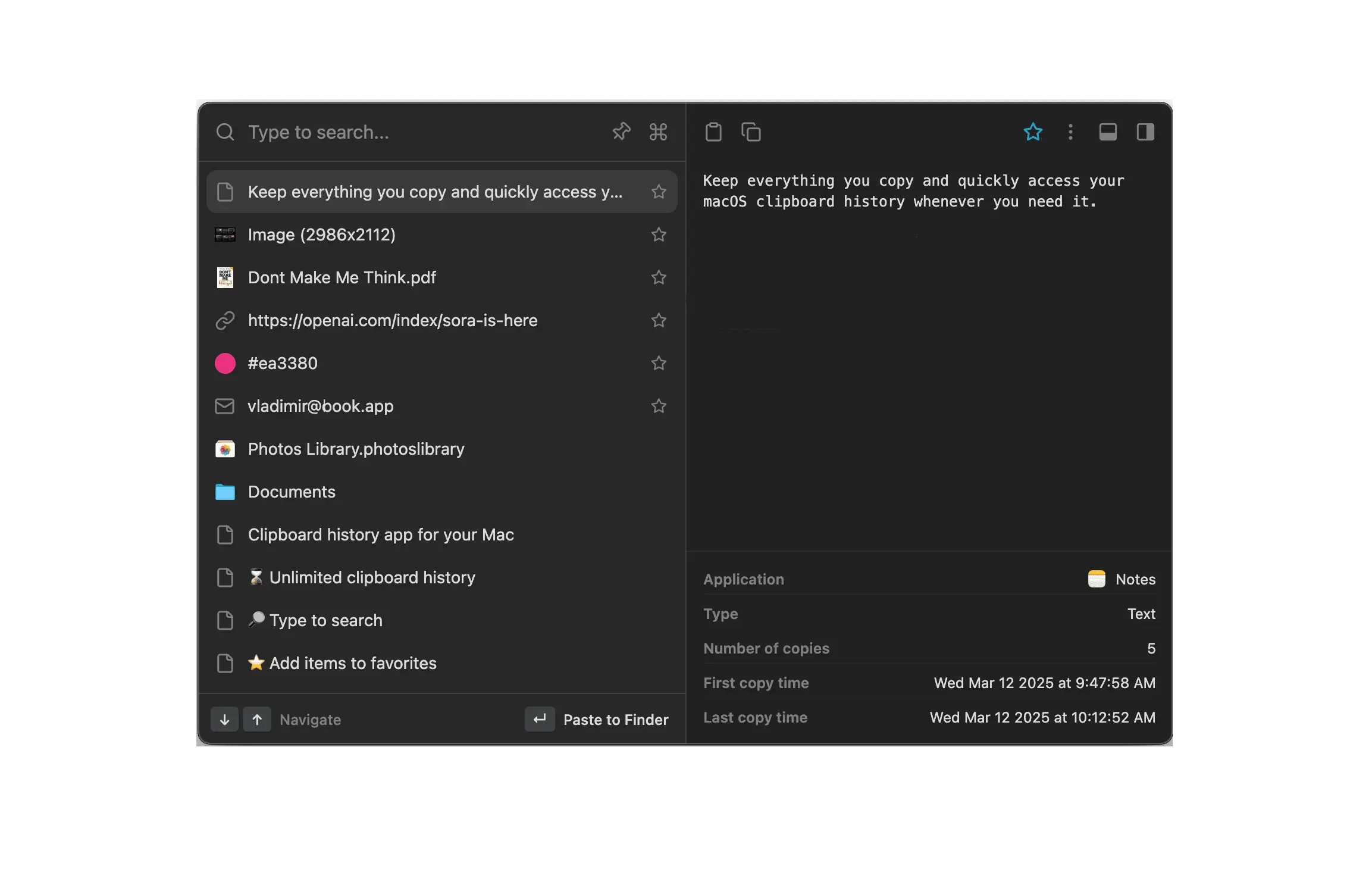 Preview text items in your clipboard history on macOS